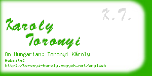 karoly toronyi business card